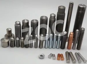 A wide range of industrial welding studs including threaded, unthreaded, and copper-plated types by ZOC Machinery.
