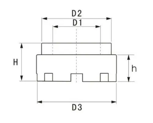 WTD type wide tooth through deck ceramic ferrule dimension diagram