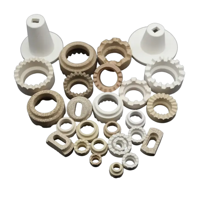 Assorted ceramic ferrules in various shapes and sizes for drawn arc stud welding