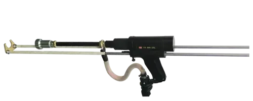 DH-25L standing stud welding gun with long handle for heavy-duty M3 to M32 shear stud welding on floor decks.