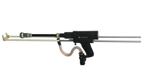 DH-25L standing stud welding gun with long handle for heavy-duty M3 to M32 shear stud welding on floor decks.